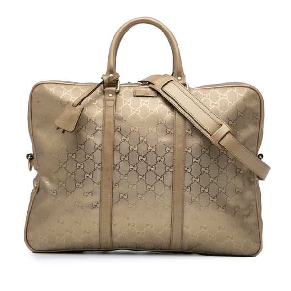 Pre-owned Gucci GG Imprime Business Bag Gold