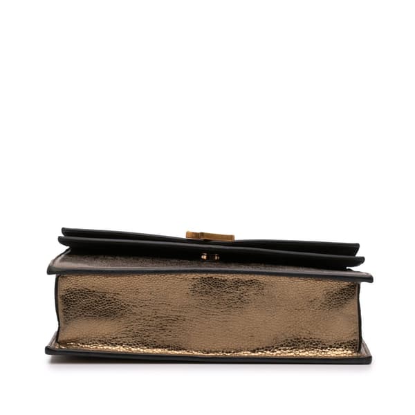 Pre-owned Saint Laurent Medium Metallic Leather Monogram Sulpice Crossbody Brown