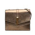 Miniatyrbild 1 av 10: Pre-owned Saint Laurent Medium Metallic Leather Monogram Sulpice Crossbody Brown