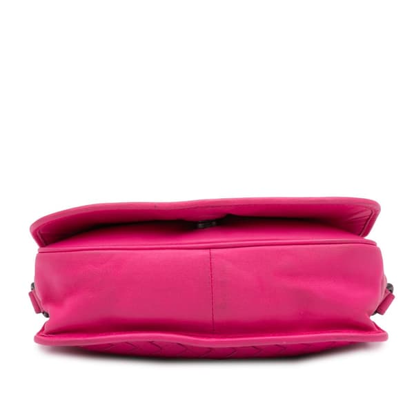 Pre-owned Bottega Veneta Nappa Intrecciato Flap Crossbody Pink