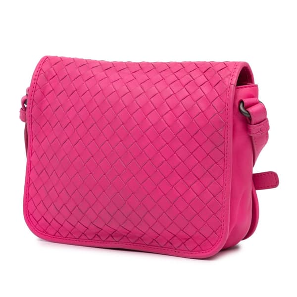 Pre-owned Bottega Veneta Nappa Intrecciato Flap Crossbody Pink