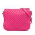 Miniatyrbild 1 av 10: Pre-owned Bottega Veneta Nappa Intrecciato Flap Crossbody Pink