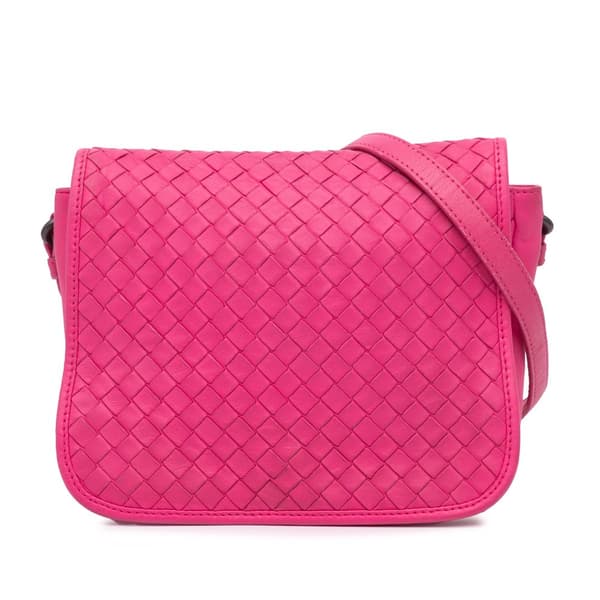 Pre-owned Bottega Veneta Nappa Intrecciato Flap Crossbody Pink