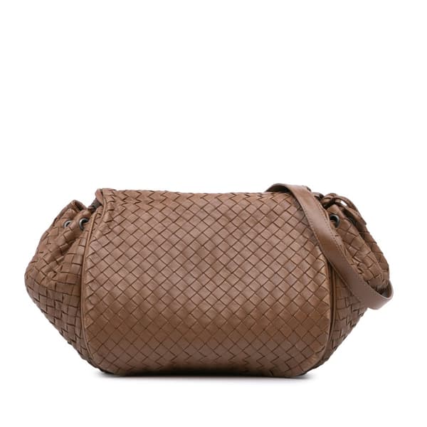 Pre-owned Bottega Veneta Nappa Intrecciato Flap Crossbody Brown