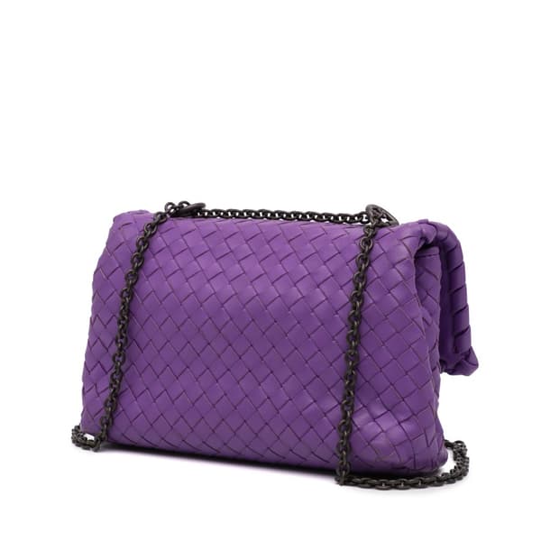 Pre-owned Bottega Veneta Baby Nappa Intrecciato Olimpia Crossbody Purple