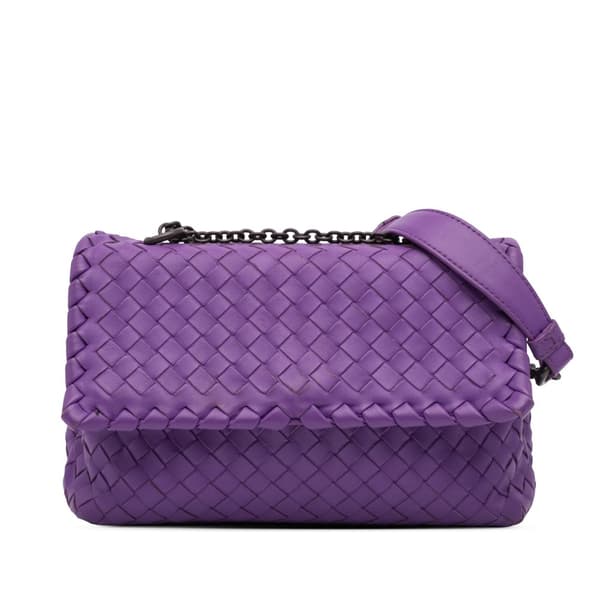 Pre-owned Bottega Veneta Baby Nappa Intrecciato Olimpia Crossbody Purple