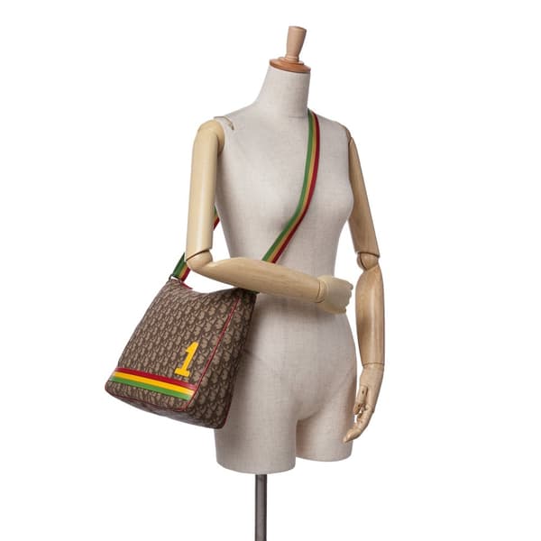 Pre-owned Dior Diorissimo Trotter Coated Canvas Rasta Crossbody Brown
