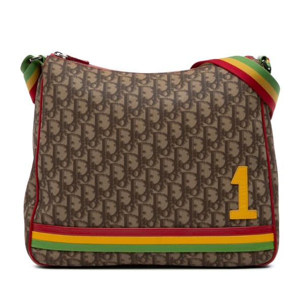 Pre-owned Dior Diorissimo Trotter Coated Canvas Rasta Crossbody Brown