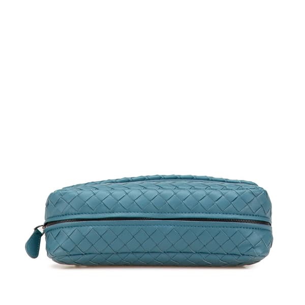 Pre-owned Bottega Veneta Mini Nappa Intrecciato Expandable Chain Crossbody Blue