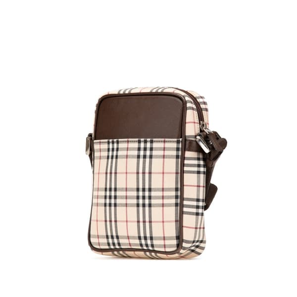 Pre-owned Burberry House Check Canvas Crossbody Brown