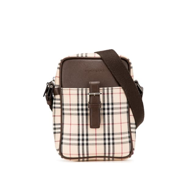 Pre-owned Burberry House Check Canvas Crossbody Brown