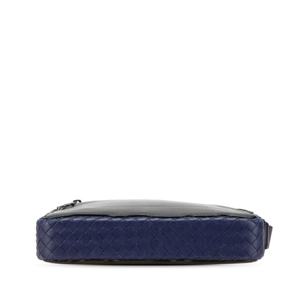 Pre-owned Bottega Veneta Intrecciato Trimmed Leather Crossbody Black