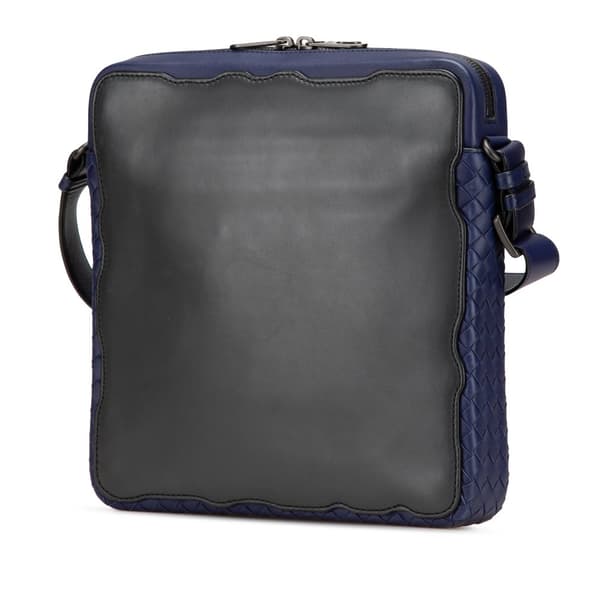 Pre-owned Bottega Veneta Intrecciato Trimmed Leather Crossbody Black