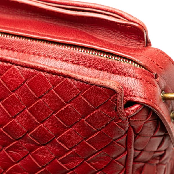 Pre-owned Bottega Veneta Nappa Intrecciato Crossbody Red