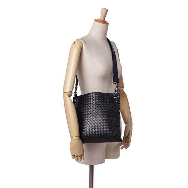 Pre-owned Bottega Veneta Leather Intrecciato Crossbody Black