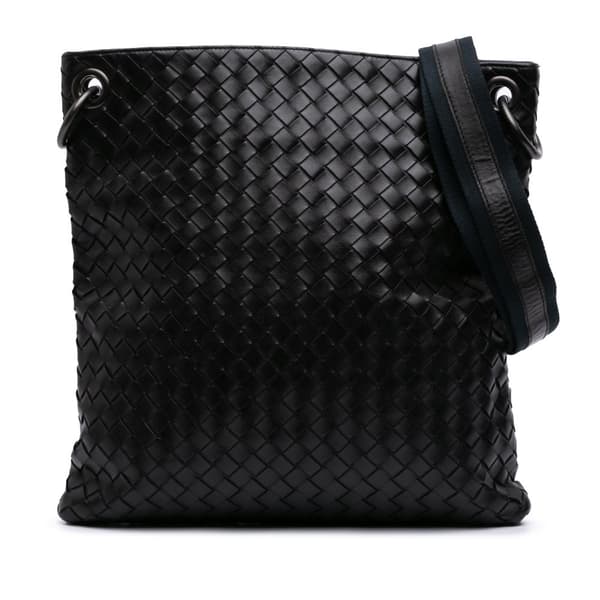 Pre-owned Bottega Veneta Leather Intrecciato Crossbody Black