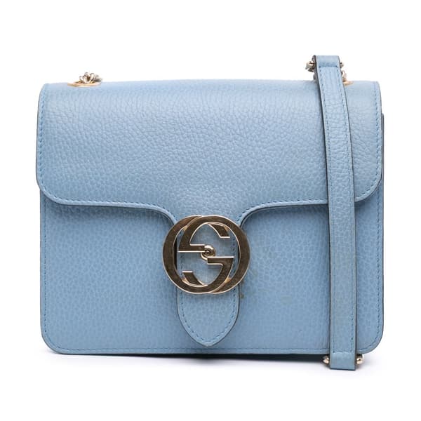 Pre-owned Gucci Small Dollar Calfskin Interlocking G Crossbody Blue
