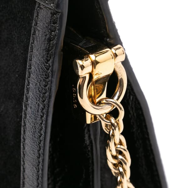 Pre-owned Gucci Small Suede Ophidia Chain Crossbody Black