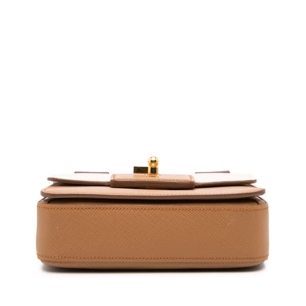 Pre-owned Prada Bicolor Saffiano Cuir Flap Crossbody Brown