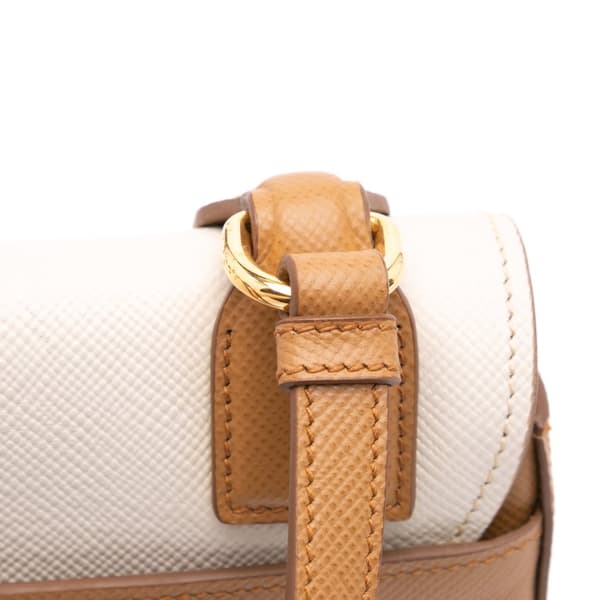 Pre-owned Prada Bicolor Saffiano Cuir Flap Crossbody Brown