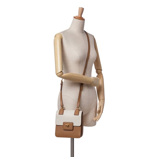 Pre-owned Prada Bicolor Saffiano Cuir Flap Crossbody Brown