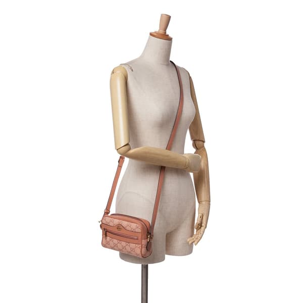 Pre-owned Gucci Mini GG Canvas Ophidia Crossbody Pink