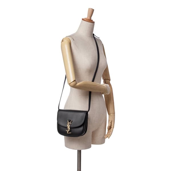 Pre-owned Saint Laurent Small Leather Monogram Kaia Crossbody Black