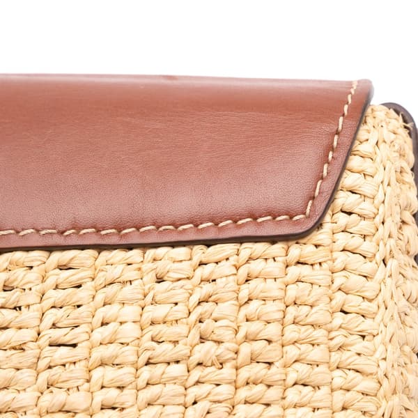 Pre-owned Prada Raffia Vitello Flap Crossbody Brown