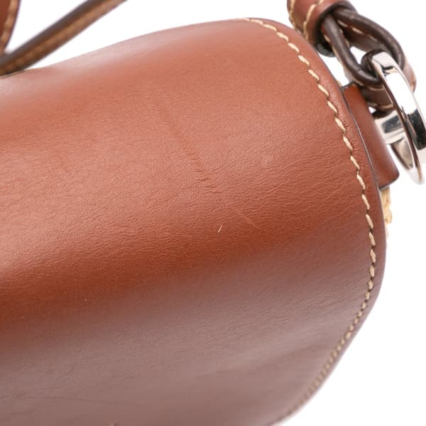 Pre-owned Prada Raffia Vitello Flap Crossbody Brown