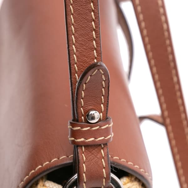 Pre-owned Prada Raffia Vitello Flap Crossbody Brown