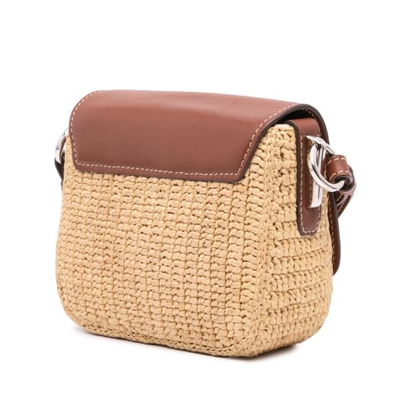 Pre-owned Prada Raffia Vitello Flap Crossbody Brown