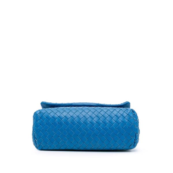 Pre-owned Bottega Veneta Nappa Intrecciato Flap Crossbody Blue