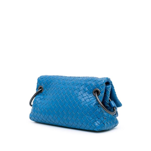 Pre-owned Bottega Veneta Nappa Intrecciato Flap Crossbody Blue