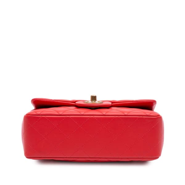 Pre-owned Chanel Mini Rectangular Classic Lambskin Single Flap Red