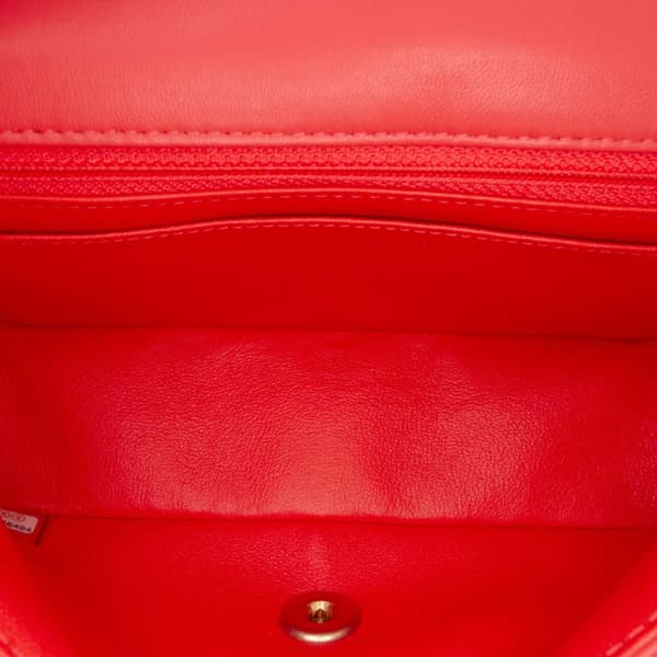 Pre-owned Chanel Mini Rectangular Classic Lambskin Single Flap Red