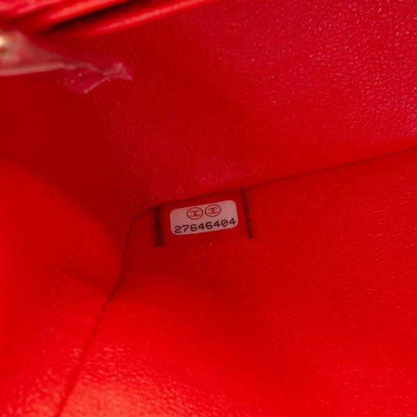 Pre-owned Chanel Mini Rectangular Classic Lambskin Single Flap Red
