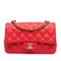 Pikkukuva 1 / 9: Pre-owned Chanel Mini Rectangular Classic Lambskin Single Flap Red