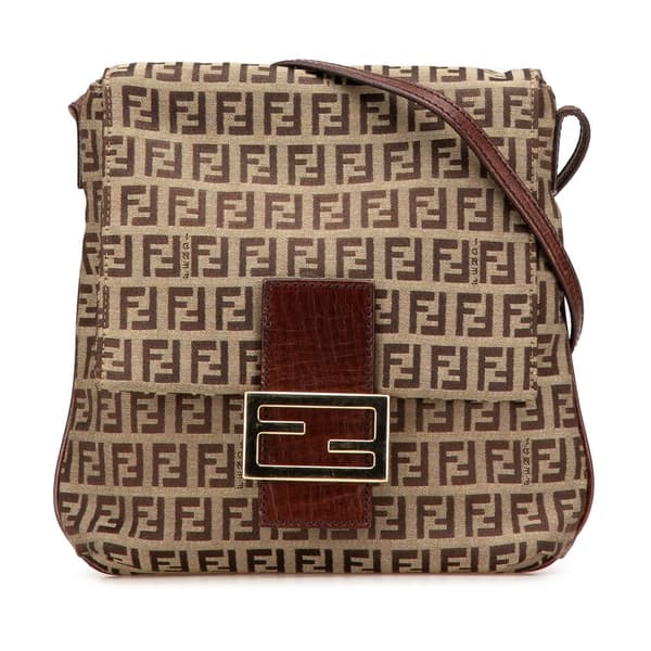 Pre-owned Fendi Zucchino Canvas Crossbody Brown