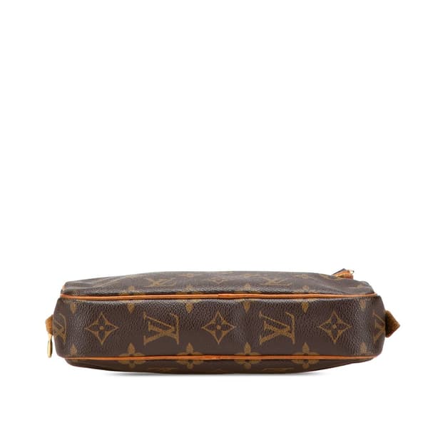 Pre-owned Louis Vuitton Monogram Pochette Marly Bandouliere Brown