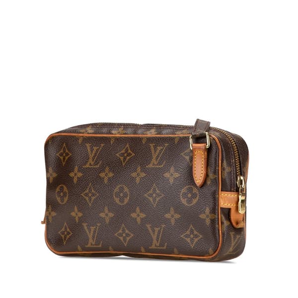 Pre-owned Louis Vuitton Monogram Pochette Marly Bandouliere Brown