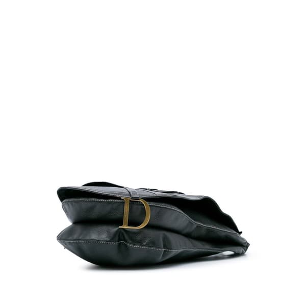 Pre-owned Dior Leather Baudrier Saddle Bag Black