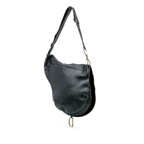 Pre-owned Dior Leather Baudrier Saddle Bag Black