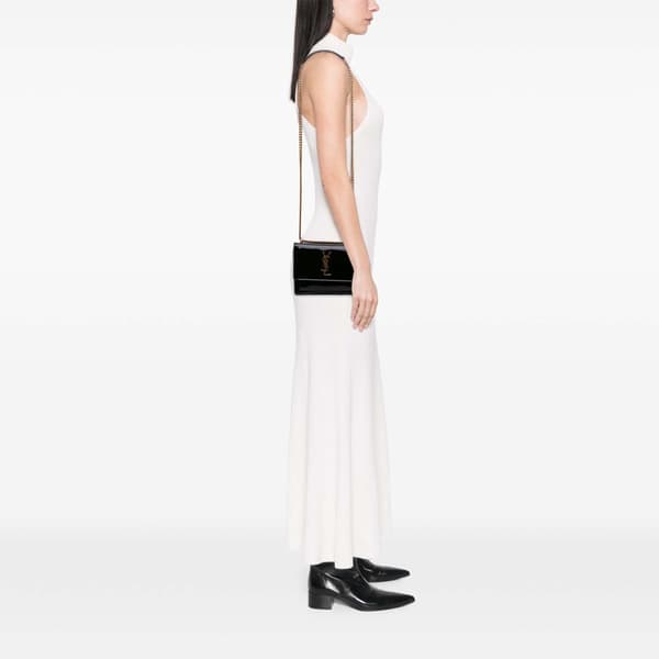 Pre-owned Saint Laurent Small Patent Monogram Sunset Crossbody Black
