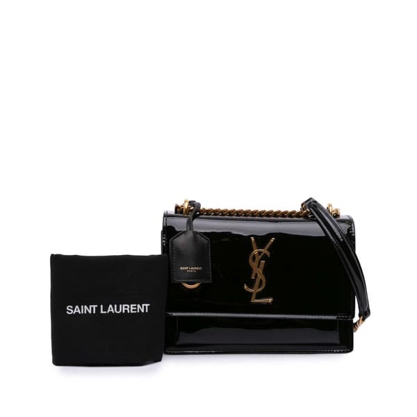 Pre-owned Saint Laurent Small Patent Monogram Sunset Crossbody Black
