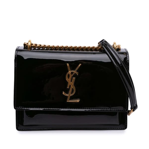 Pre-owned Saint Laurent Small Patent Monogram Sunset Crossbody Black