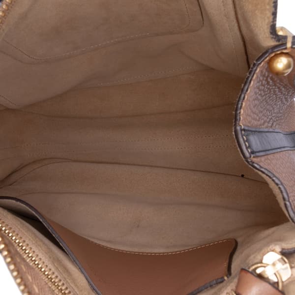 Pre-owned Chloé Small Grained Calfskin Hayley Hobo Brown