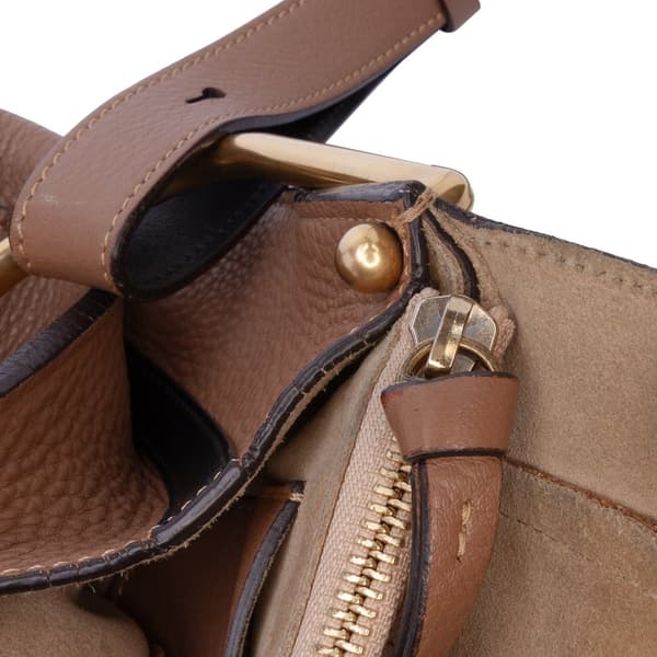 Pre-owned Chloé Small Grained Calfskin Hayley Hobo Brown