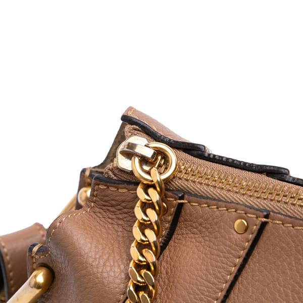 Pre-owned Chloé Small Grained Calfskin Hayley Hobo Brown