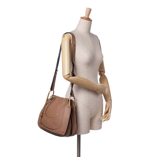 Pre-owned Chloé Small Grained Calfskin Hayley Hobo Brown