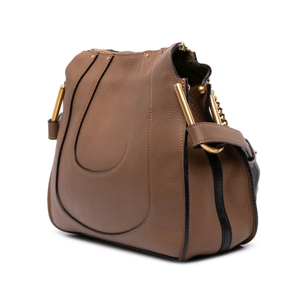 Pre-owned Chloé Small Grained Calfskin Hayley Hobo Brown